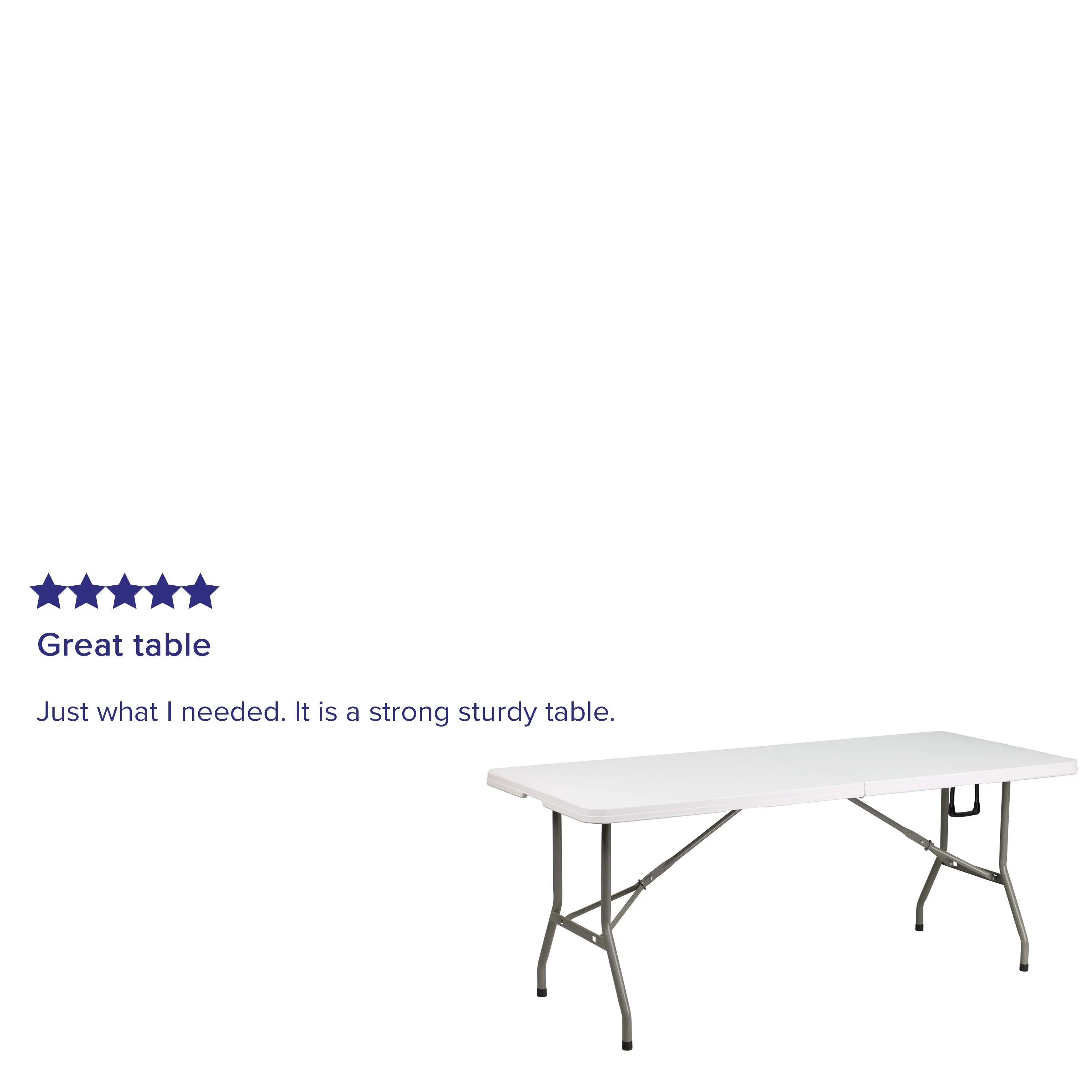 6-Foot Bi-Fold Plastic Banquet and Event Folding Table with Carrying Handle