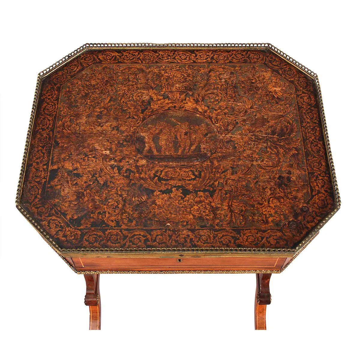 A Regency Period Penwork and Rosewood Table