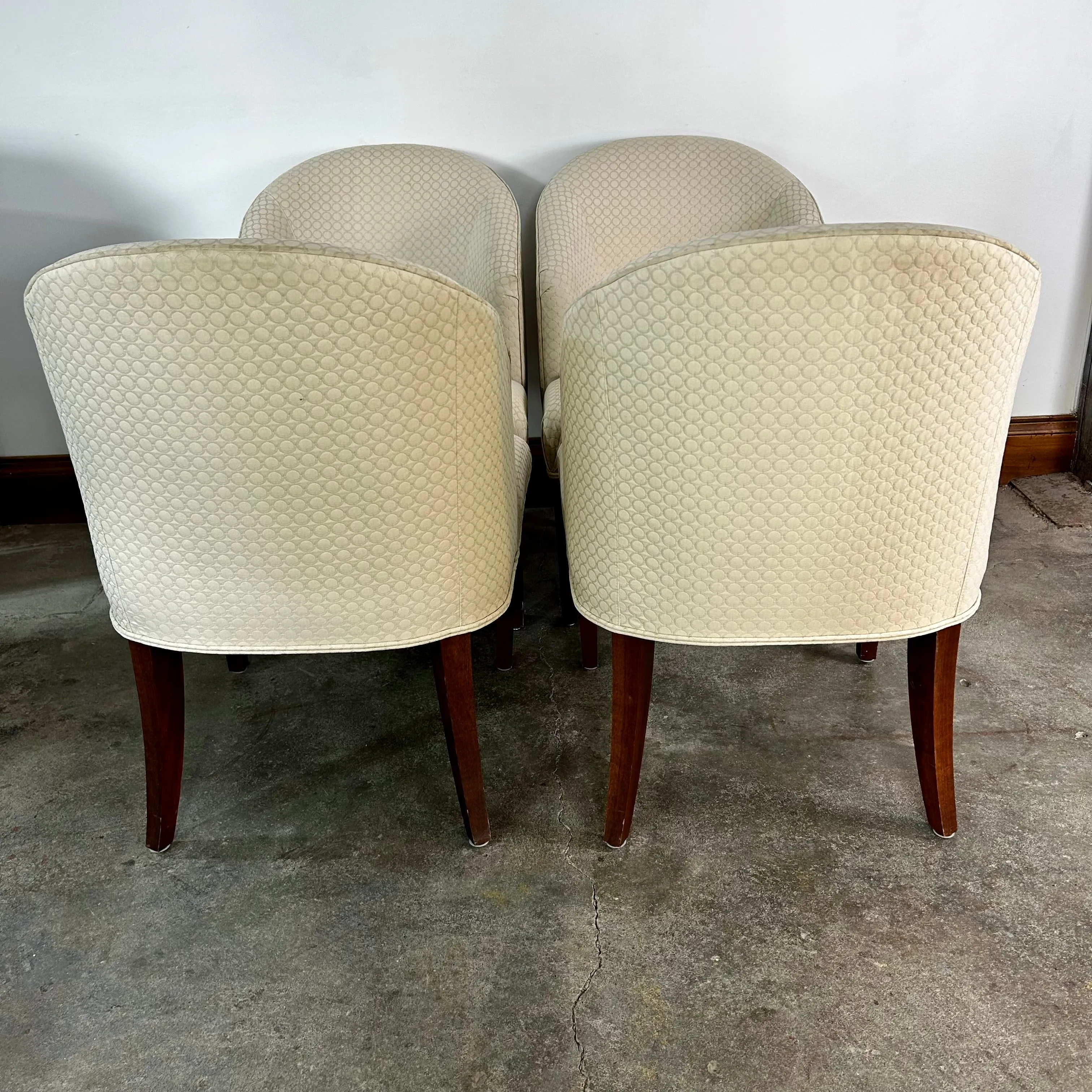 Furniture Dining Chair Barrel Back Tapered Legs