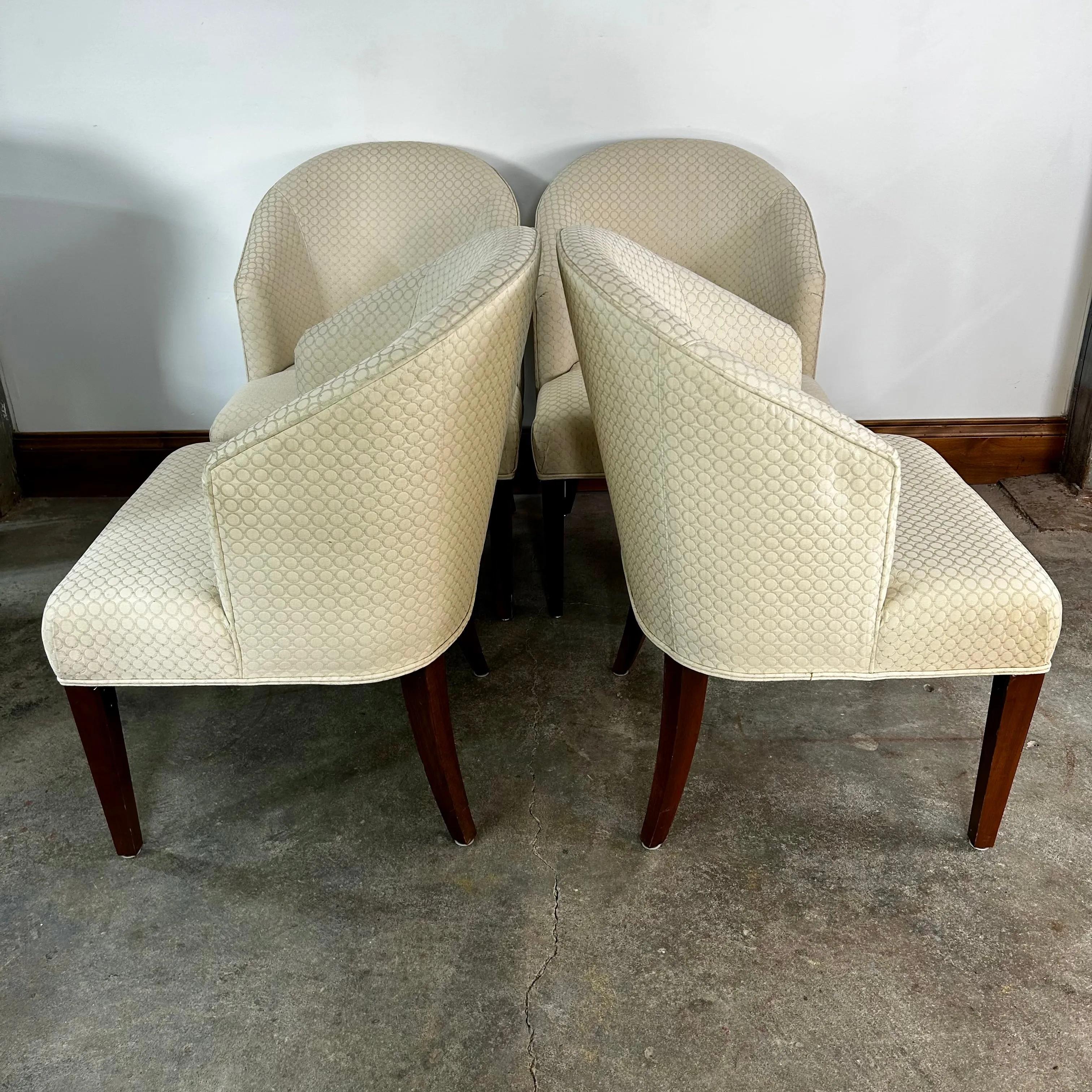 Furniture Dining Chair Barrel Back Tapered Legs
