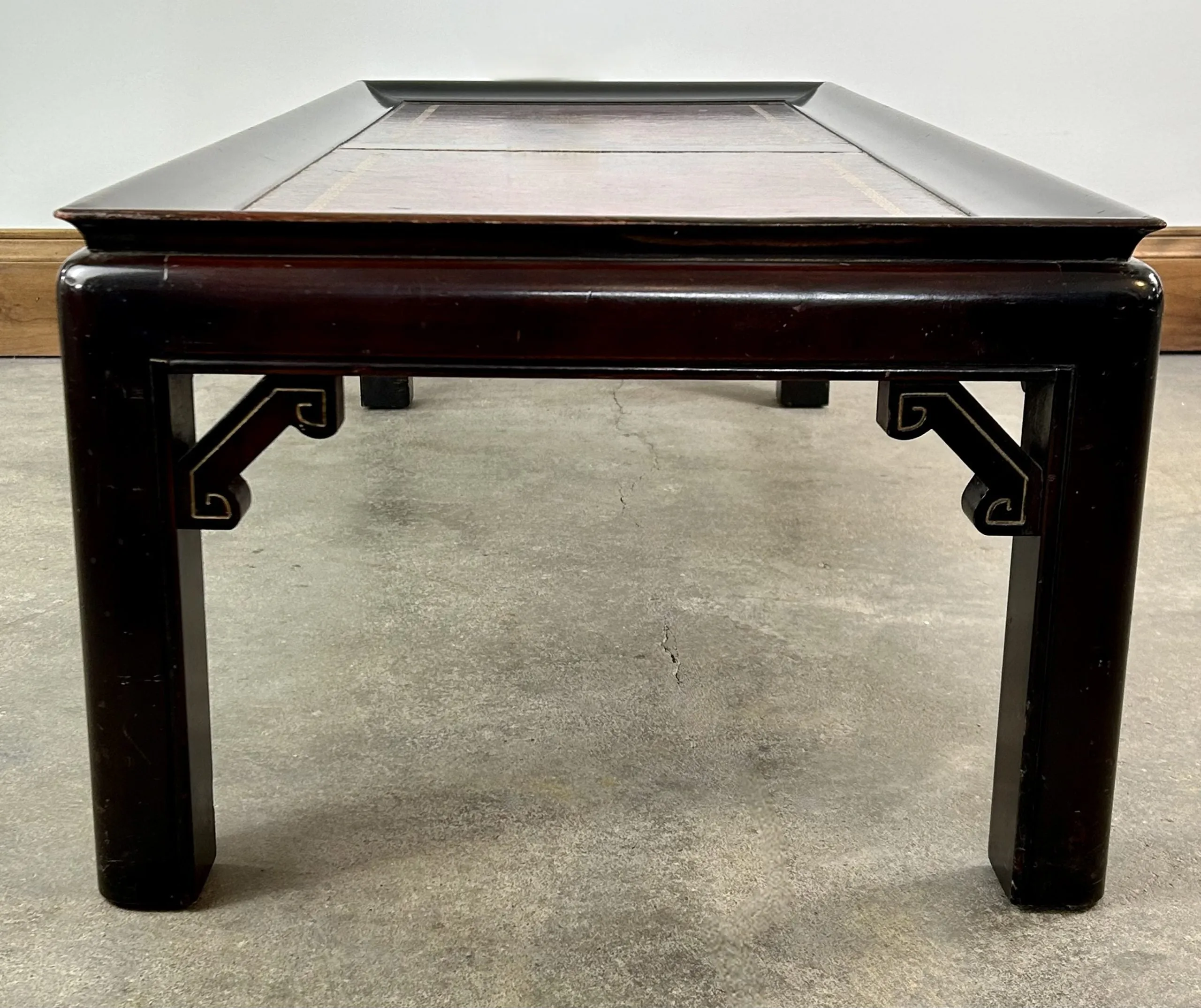 Gordon Fine Furniture Coffee Table, Leather Top, Burgundy, Rectangle, Vintage