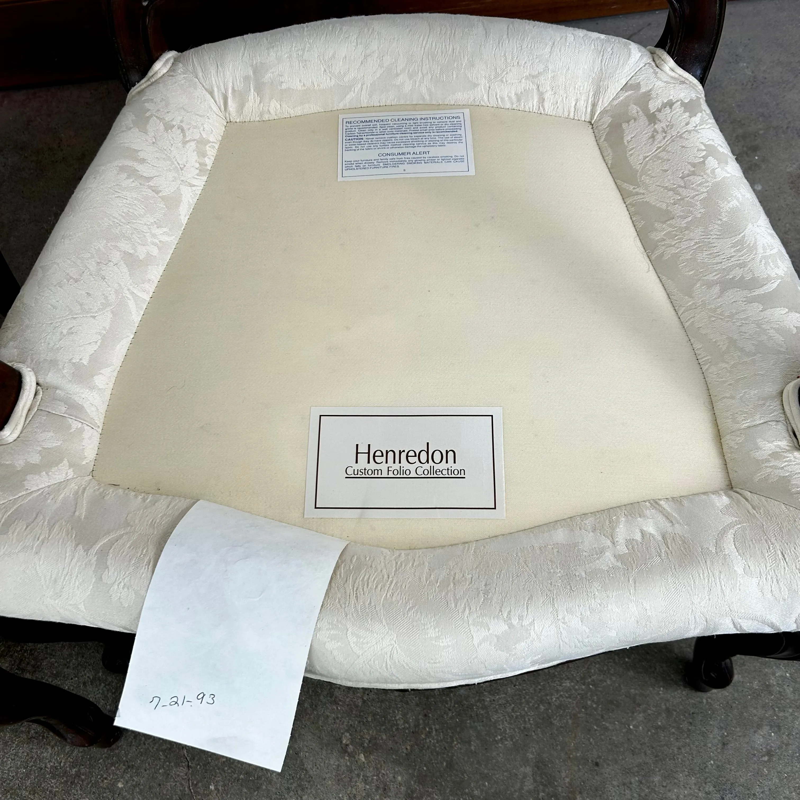 Henredon Ivory Upholstered Chairs, French Style, Pair