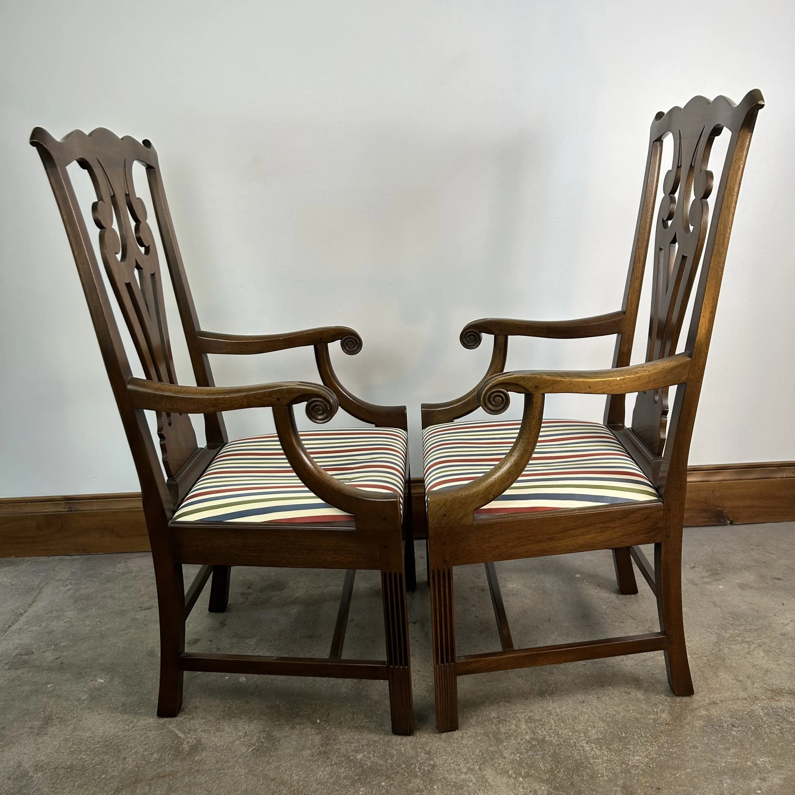 Kittinger Mahogany Newport Chairs, Chippendale Style, Pair