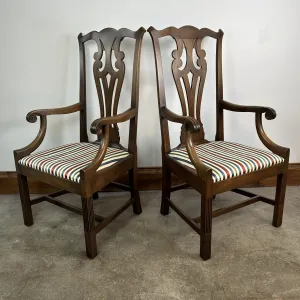 Kittinger Mahogany Newport Chairs, Chippendale Style, Pair