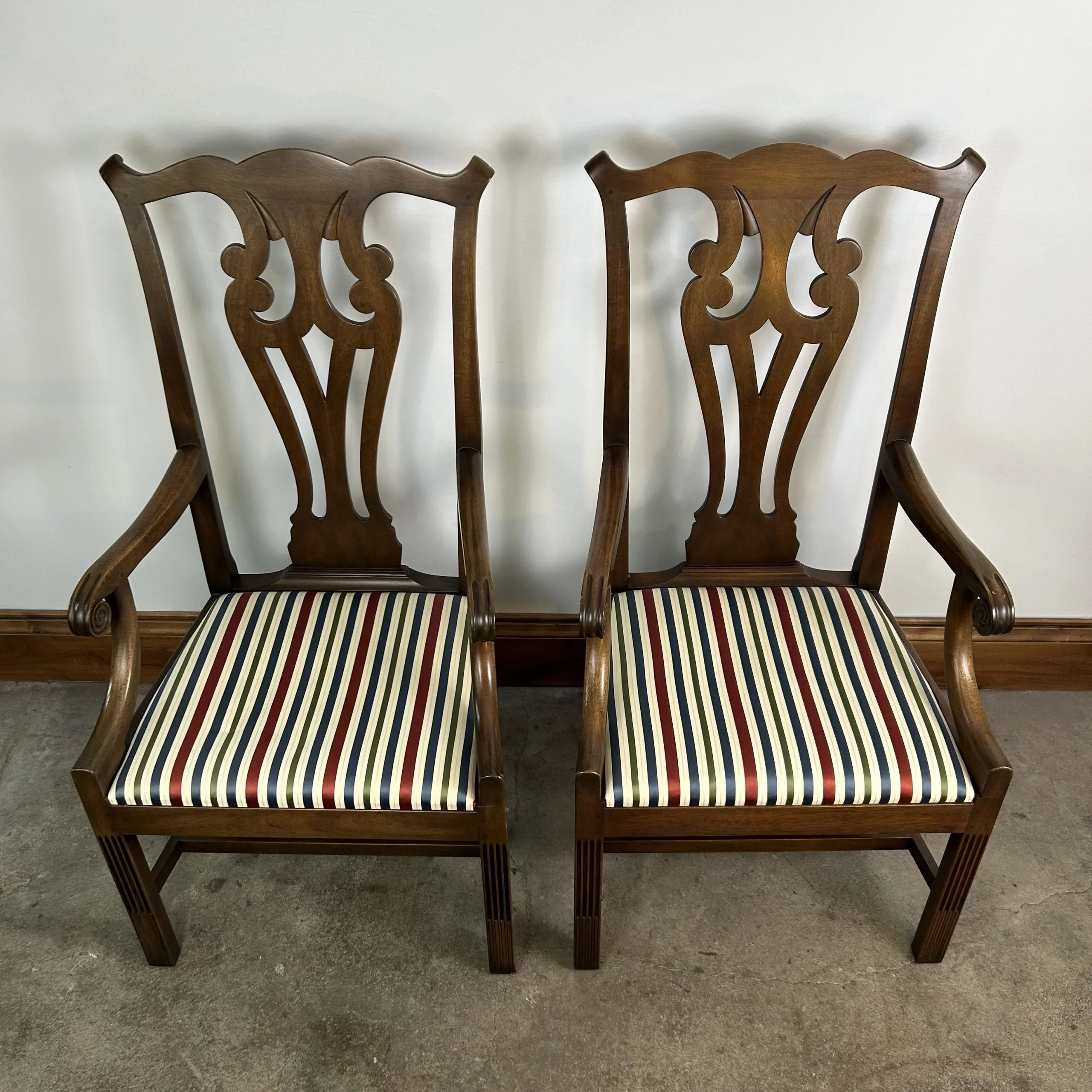 Kittinger Mahogany Newport Chairs, Chippendale Style, Pair