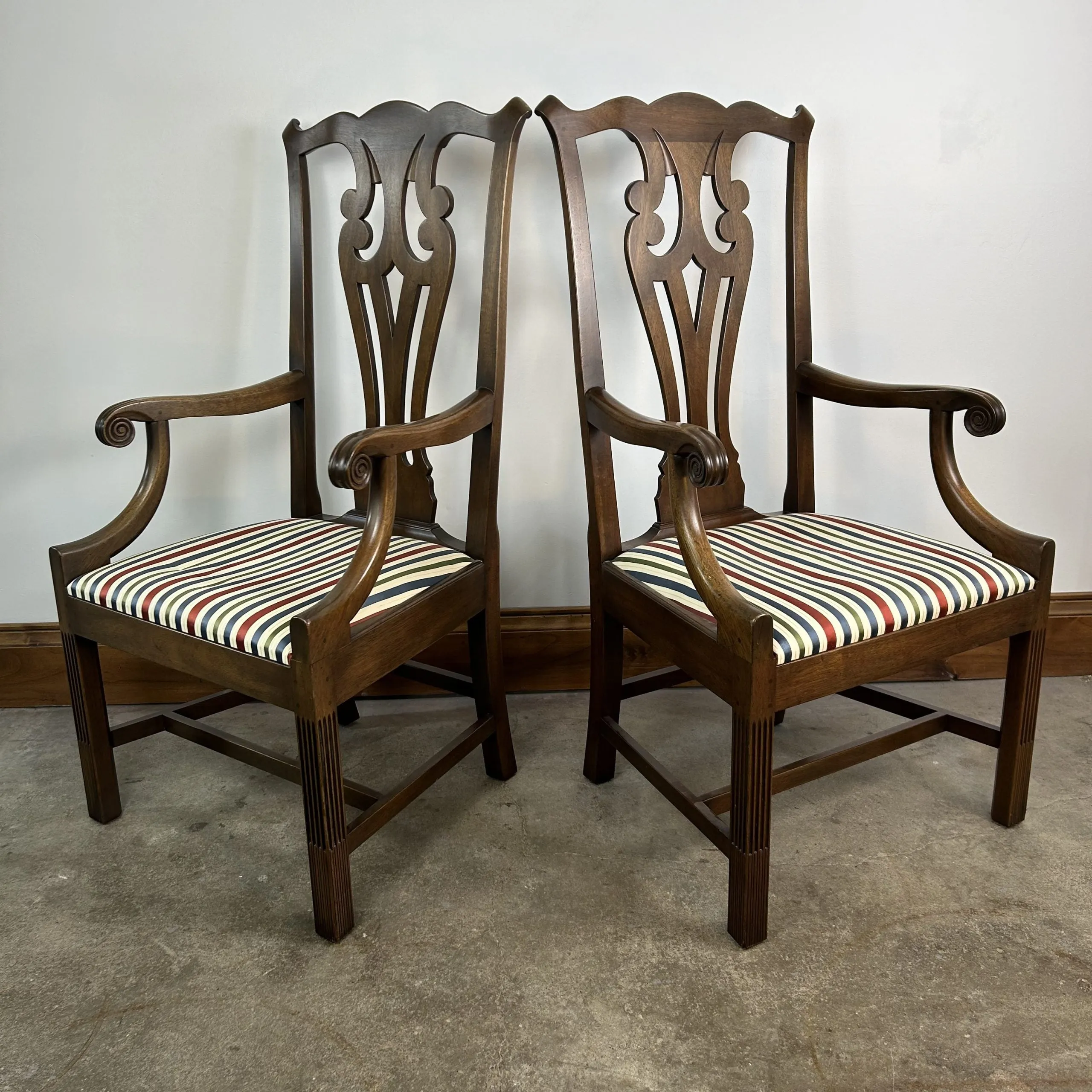 Kittinger Mahogany Newport Chairs, Chippendale Style, Pair