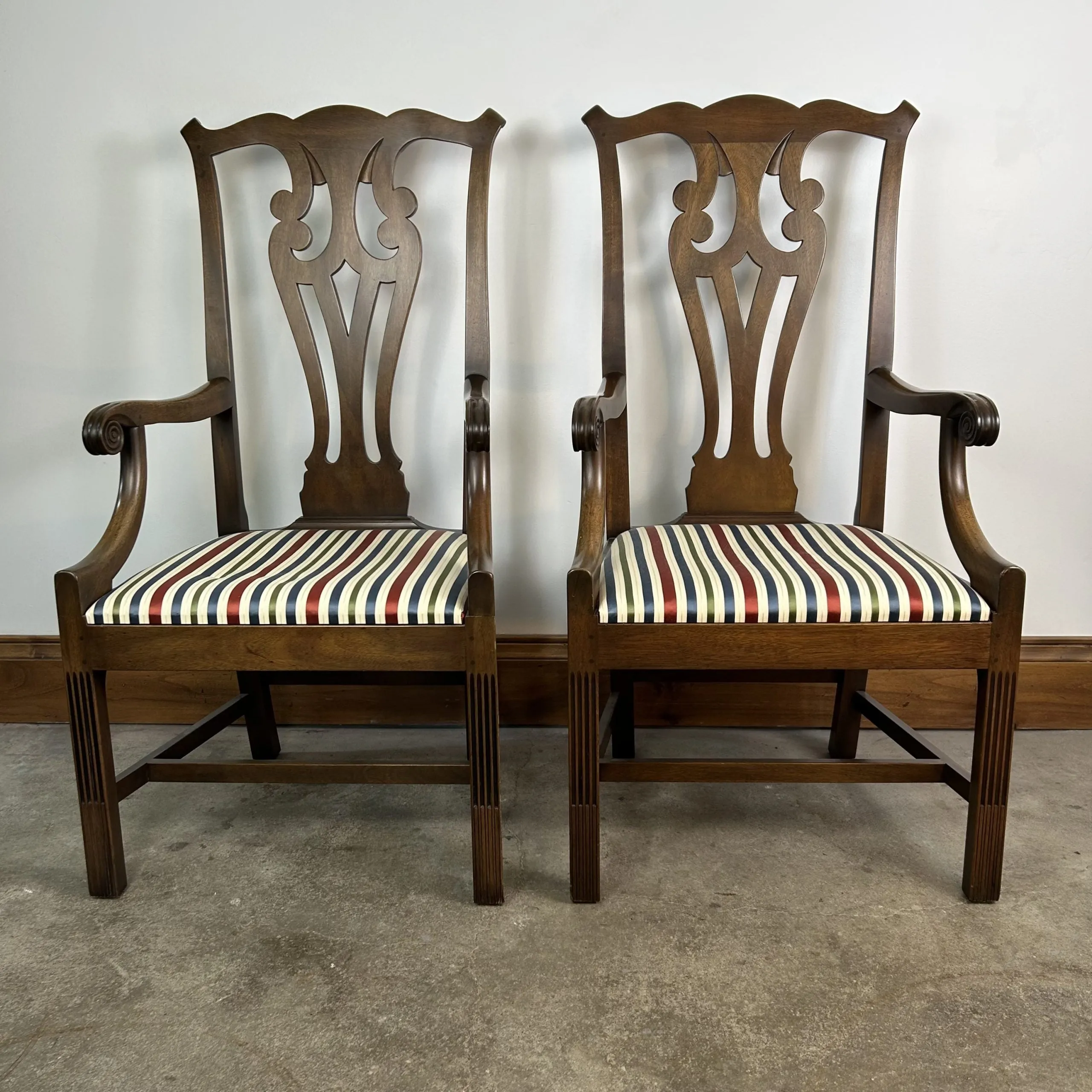 Kittinger Mahogany Newport Chairs, Chippendale Style, Pair