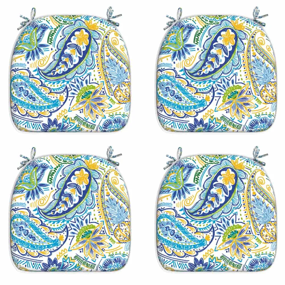 LVTXIII Outdoor Seat Cushions Patio 16"x17" Paisley Blue (Set of 2)