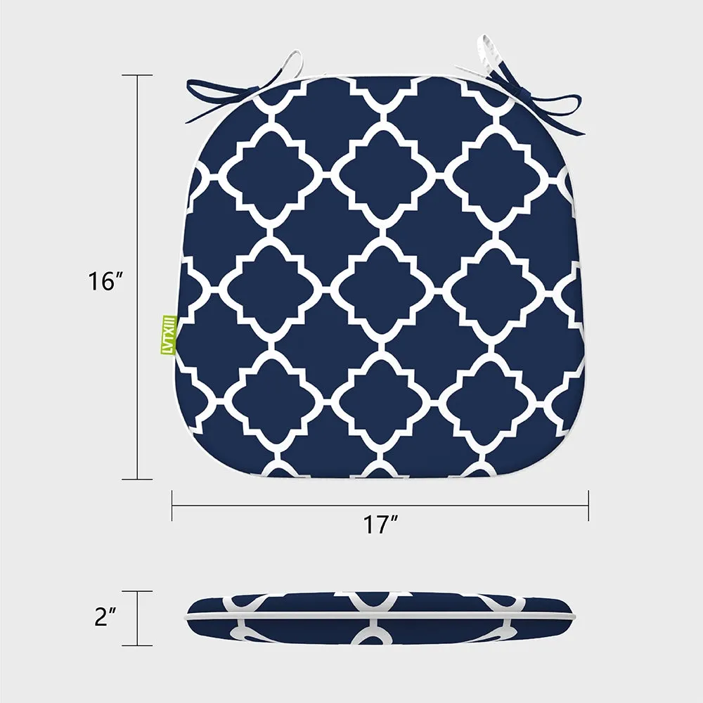 LVTXIII Outdoor Seat Cushions Patio Chair Pads 16"x17" Geomentry Blue