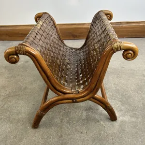Magazine Rack, Wicker & Woven Hide, Folding, Rustic