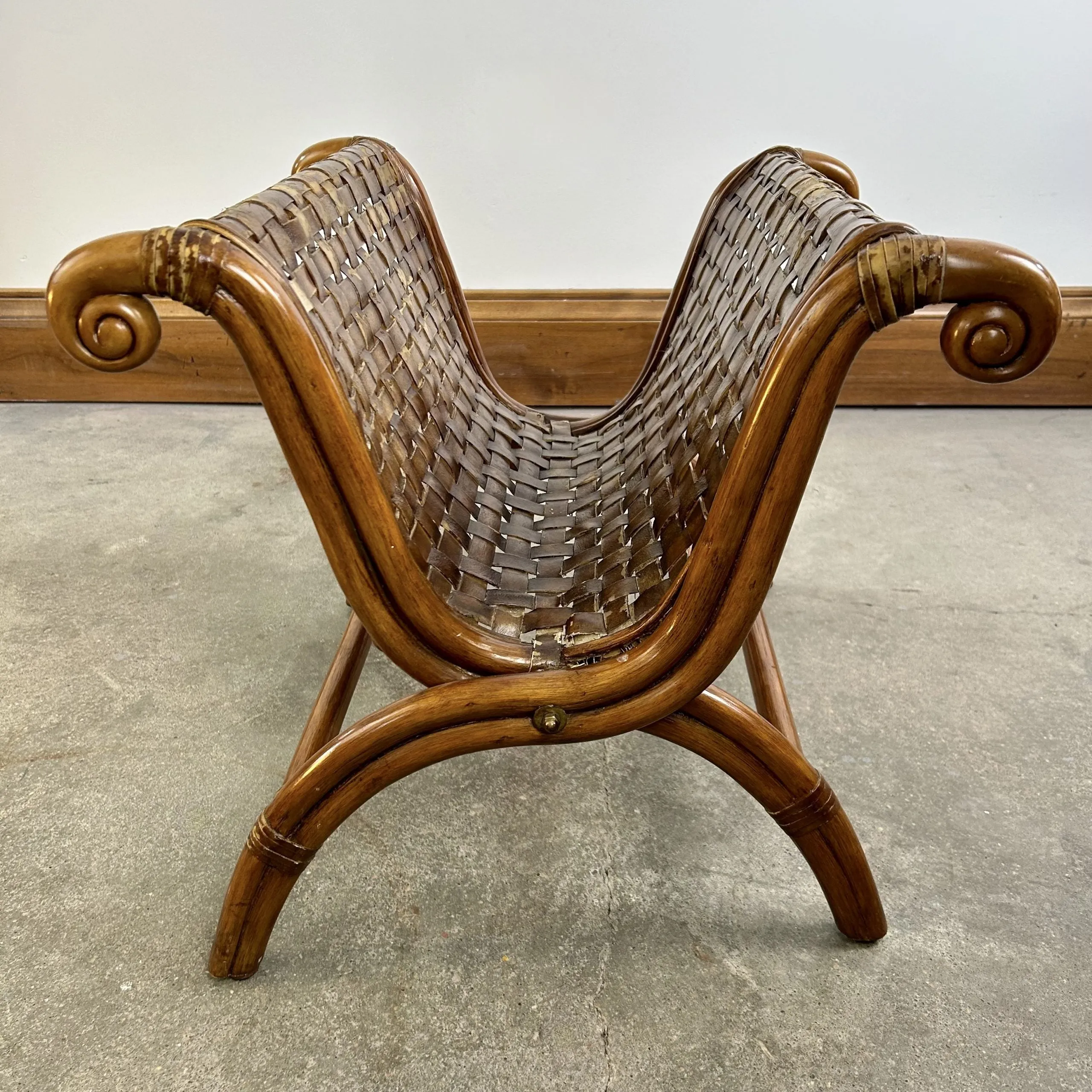 Magazine Rack, Wicker & Woven Hide, Folding, Rustic