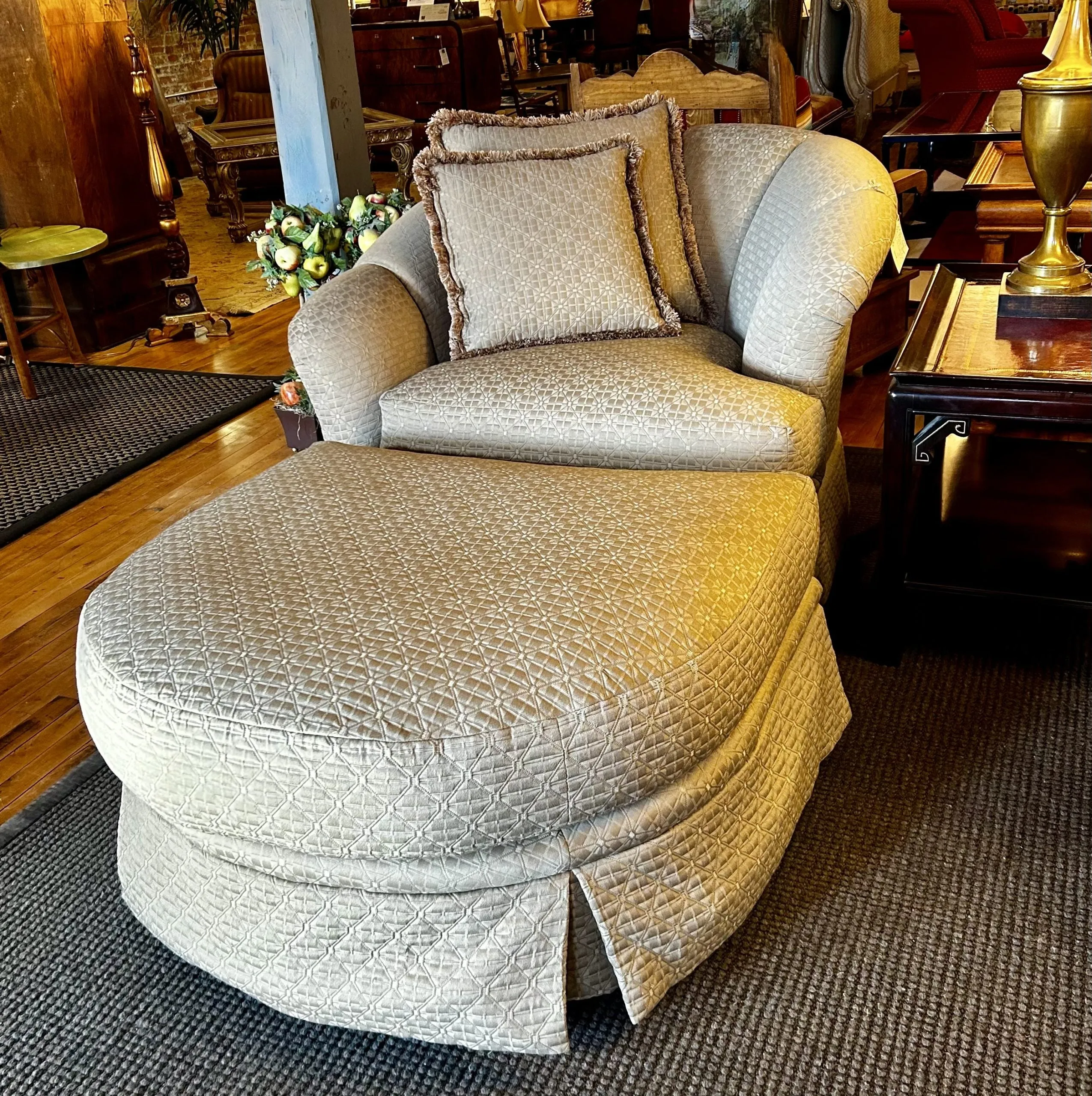Marge Carson Accent Chair, Ottoman Set, Custom, Taupe