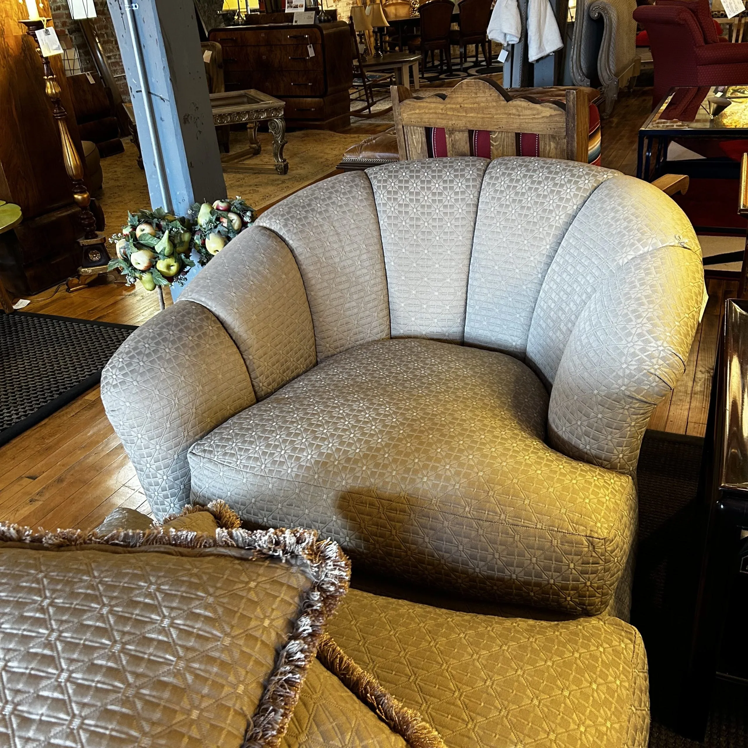 Marge Carson Accent Chair, Ottoman Set, Custom, Taupe