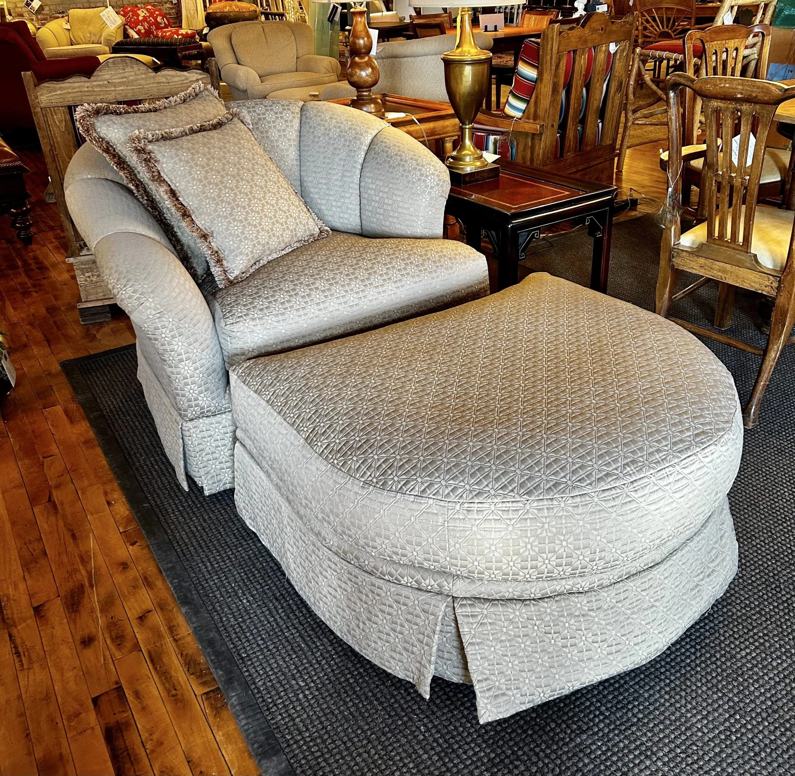 Marge Carson Accent Chair, Ottoman Set, Custom, Taupe