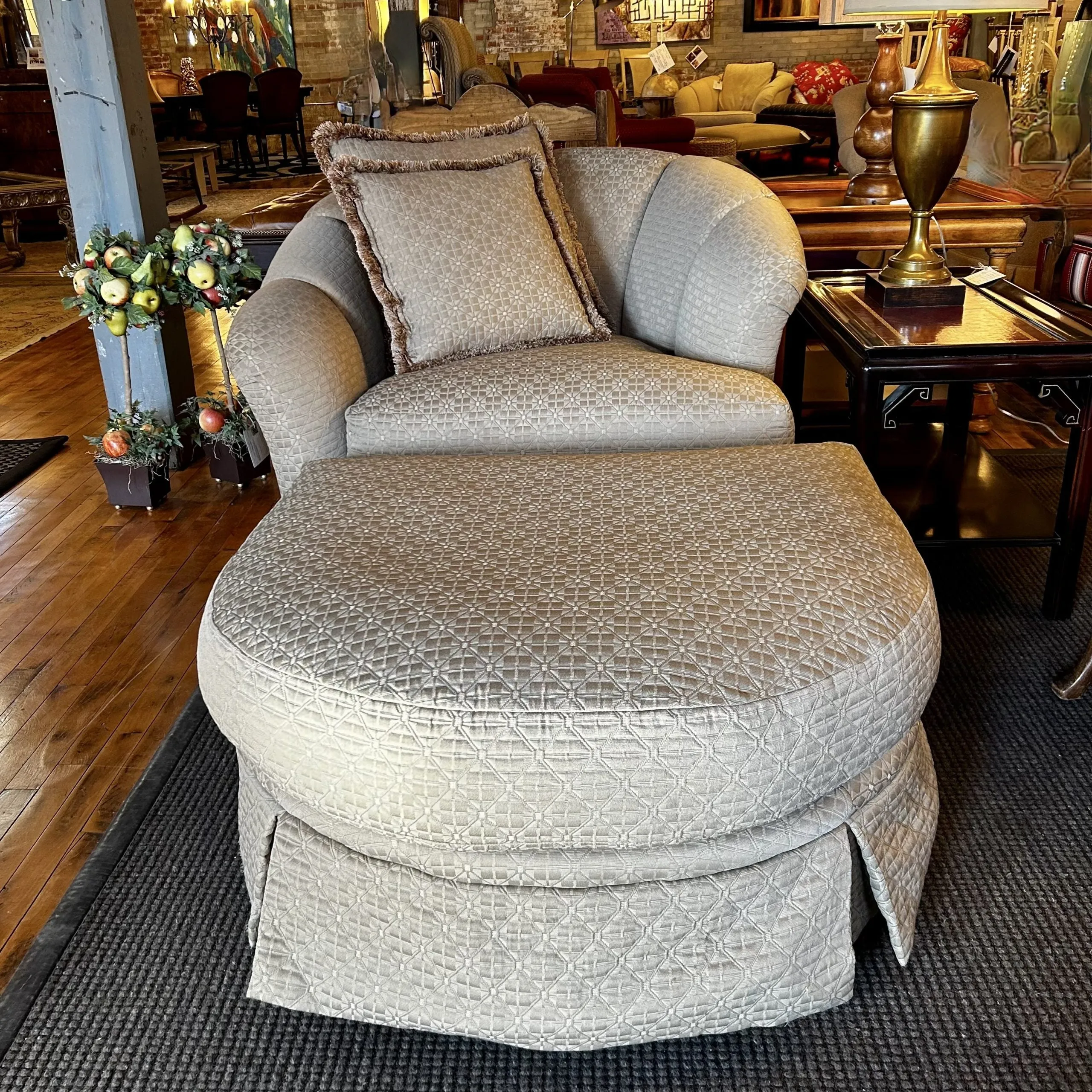 Marge Carson Accent Chair, Ottoman Set, Custom, Taupe