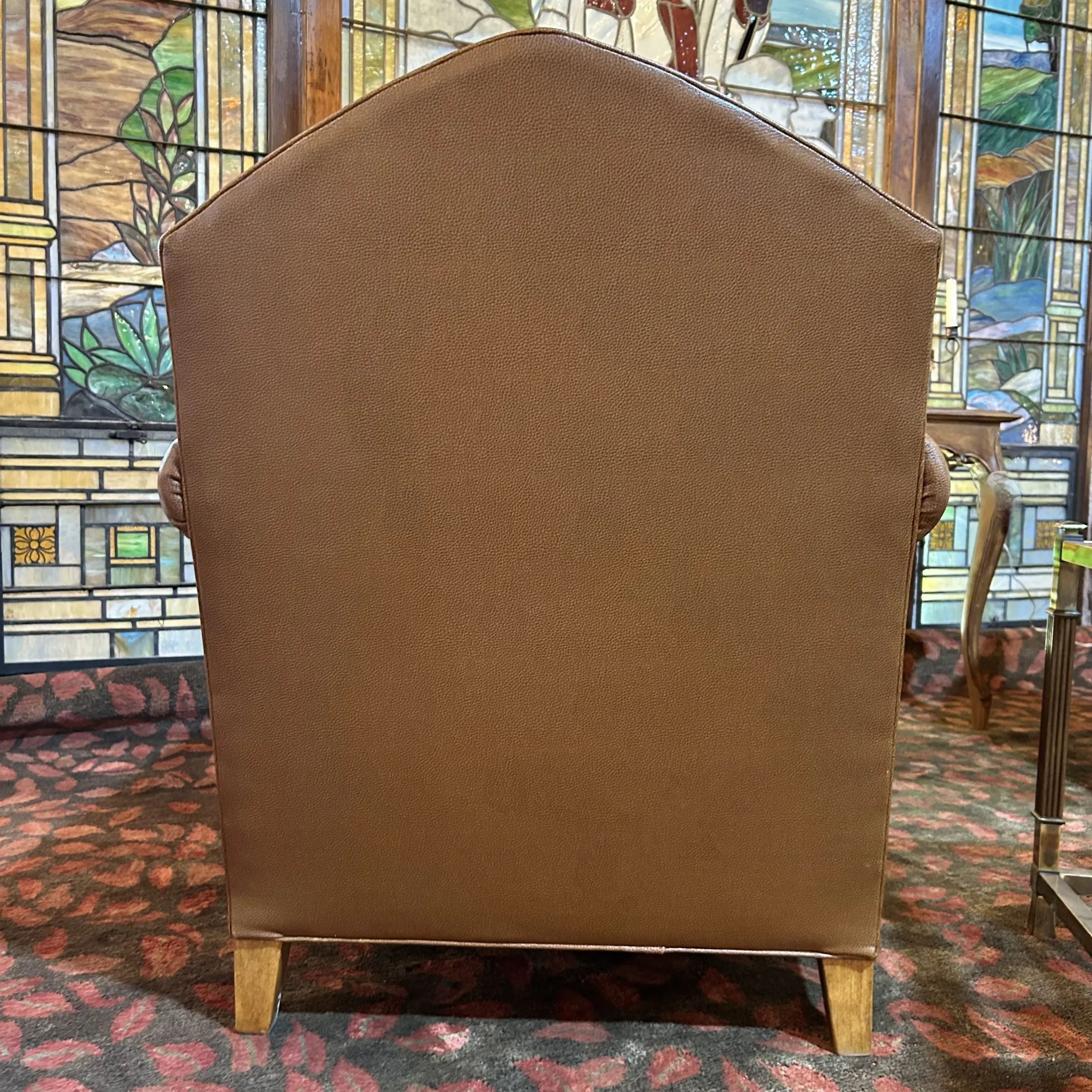 Royal Custom Designs Leatherette Arm Chair, Light Brown, Linen-look Upholstered Backrest