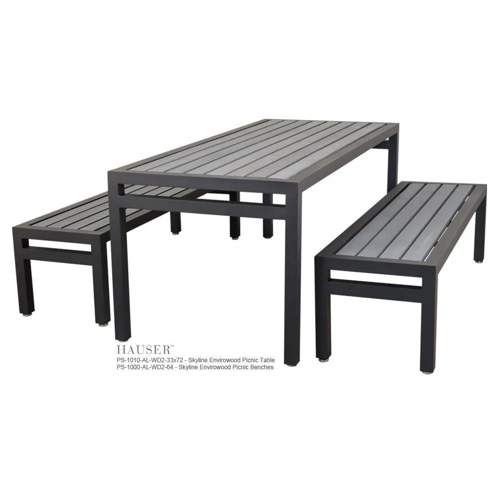 Skyline IV Picnic Table & Benches, Envirowood Slats