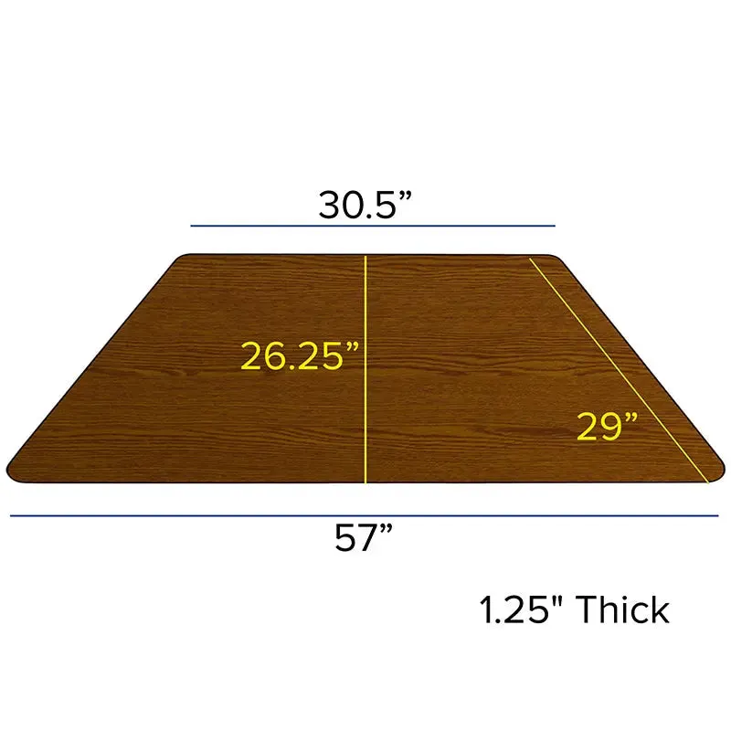 Sydney 29''W x 57''L Trapezoid HP Laminate Activity Table - Height Adjustable Short Legs