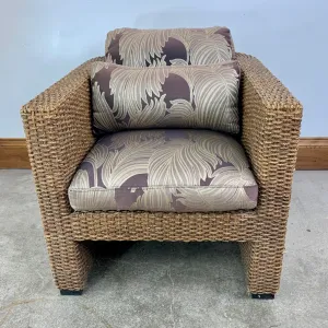 Thomasville Wicker Barrel Chair, Upholstered