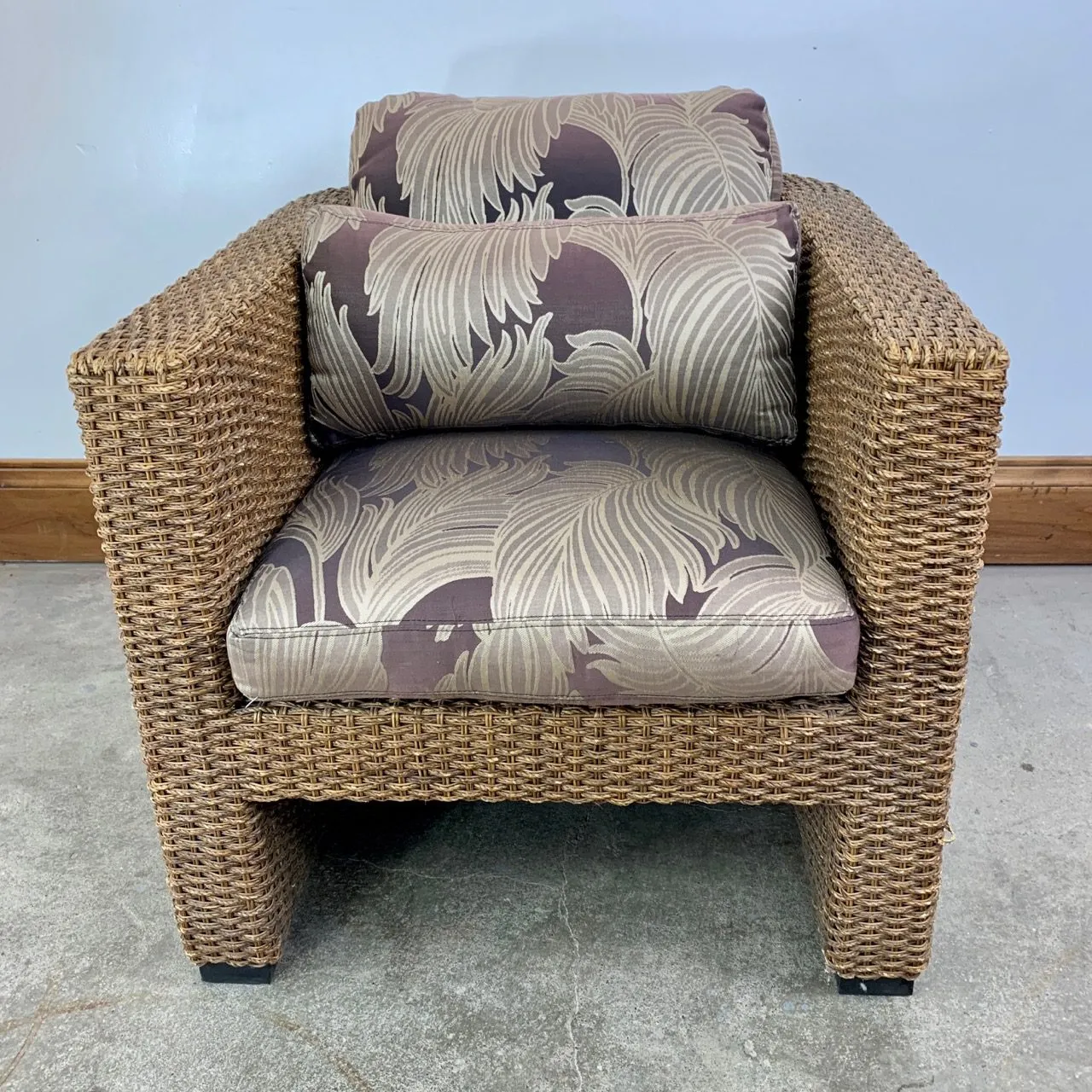 Thomasville Wicker Barrel Chair, Upholstered