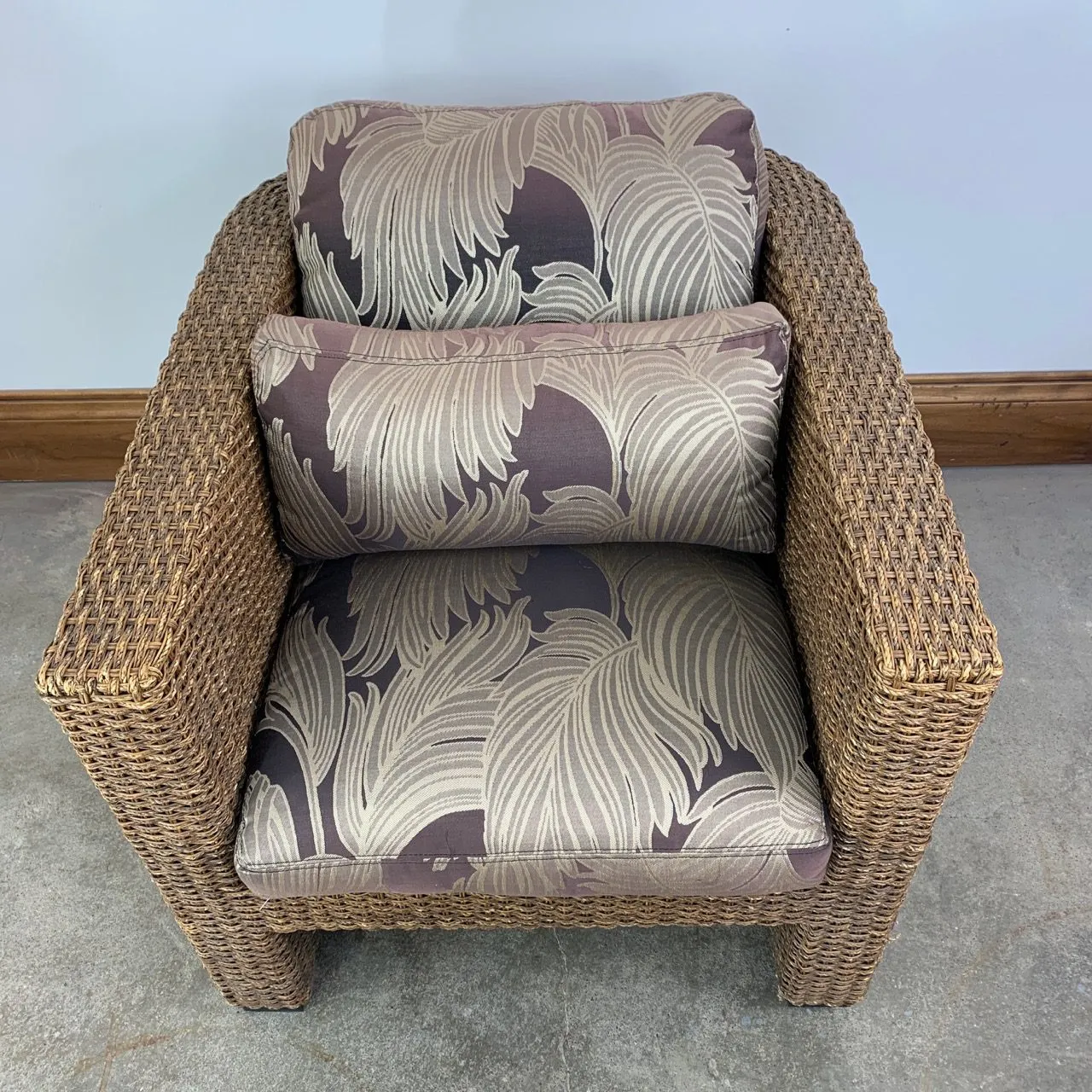 Thomasville Wicker Barrel Chair, Upholstered