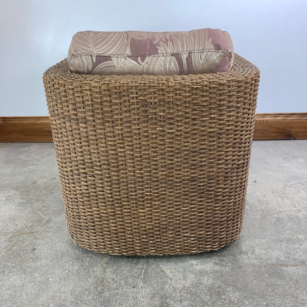 Thomasville Wicker Barrel Chair, Upholstered